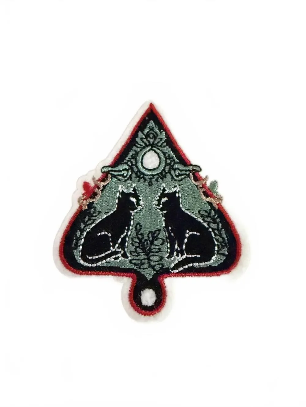 Embroidered Cat Patch with Ouija Planchet Shape